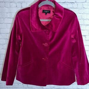 Talbots Petites Hot Pink Fuschia Velour Jacket Blazer Size 0P